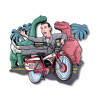 Pee Wee's Bike & Dinosaurs Woodcut - 3D Layered Wall Art