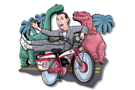 Pee Wee's Bike & Dinosaurs Woodcut - 3D Layered Wall Art