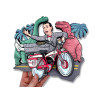 Pee Wee's Bike & Dinosaurs Woodcut - 3D Layered Wall Art